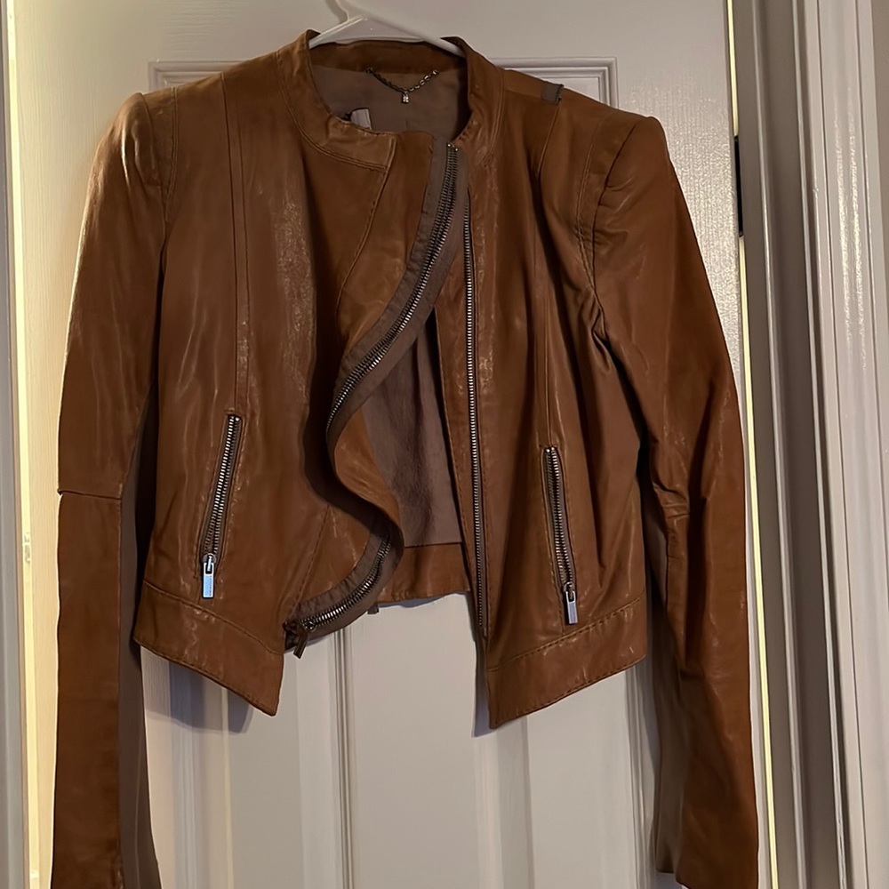 Leather stylish bomber jacket